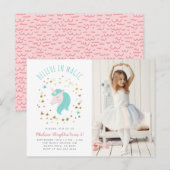 Geloof in Magic Gold Stars Unicorn Foto van afgelo Uitnodiging Briefkaart (Voorkant / Achterkant)