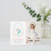 Geloof in Magic Gold Stars Unicorn Foto van afgelo Uitnodiging Briefkaart (Staand voorkant)