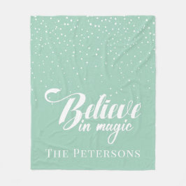 Geloof in Magic Mint Green Fleece Deken