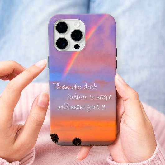 Geloof in Magic Quote Script Rainbow Sunset Foto Case-Mate iPhone Case