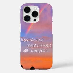 Geloof in Magic Quote Script Rainbow Sunset Foto iPhone 16 Pro Hoesje