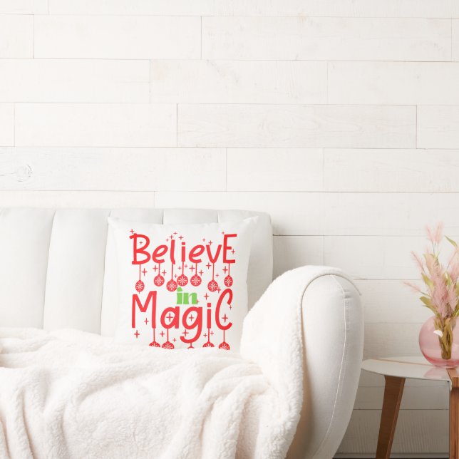 Geloof in Magic Quote van Kerstmis Kussen (Bank)