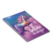 Geloof in Magic Rainbow Glitter Unicorn Fantasy Notitieboek (Rechterzijde)
