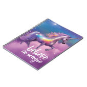 Geloof in Magic Rainbow Glitter Unicorn Fantasy Notitieboek (Linkerzijde)