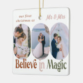 Geloof in Magic Rounded Lozenge foto's elke kleur Keramisch Ornament (Links)