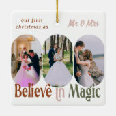 Geloof in Magic Rounded Lozenge foto's elke kleur Keramisch Ornament (Achterkant)