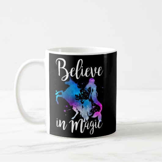 Geloof in Magic Unicorn Mermaid Fantasy Koffiemok (Links)