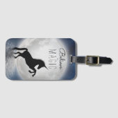 "Geloof in Magic" Zwart Unicorn Moonlight Water Bagagelabel (Voorkant (horizontaal))