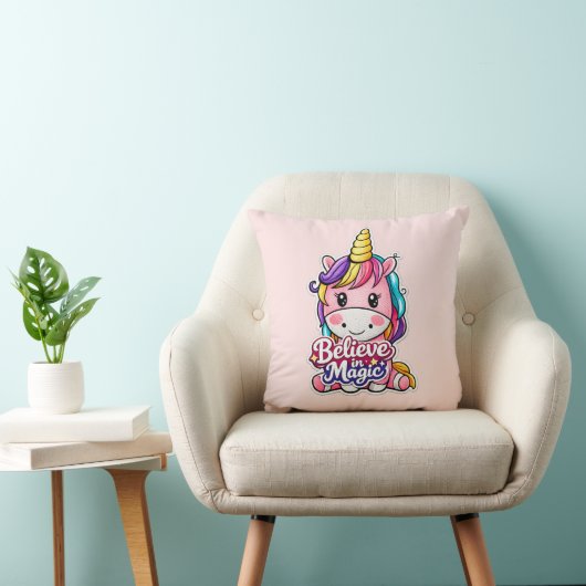 🦄✨ “Geloof in Magie” Eenhoorn Kussen 💖🛋️ (Stoel)
