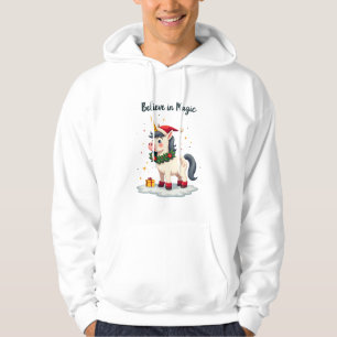 Geloof in Magie Kerst eenhoorn met een Kerstkrans  Hoodie