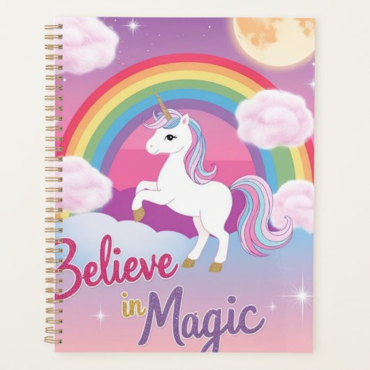 Geloof in magie met eenhoorn en regenboog planner (Voorkant)