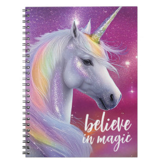 Geloof in Magie Prachtige Regenboog Glitter Eenhoo Notitieboek