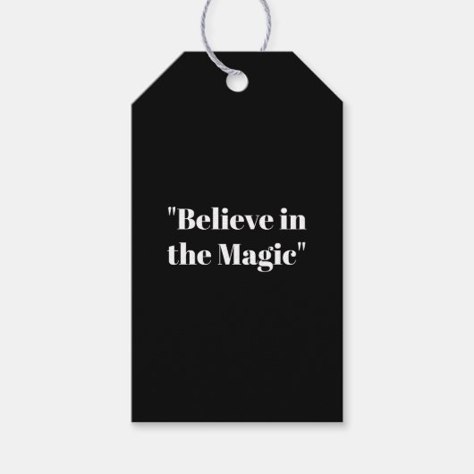 "Geloof in Magie" Zwart en Wit Elegant Cadeaulabel (Voorkant)