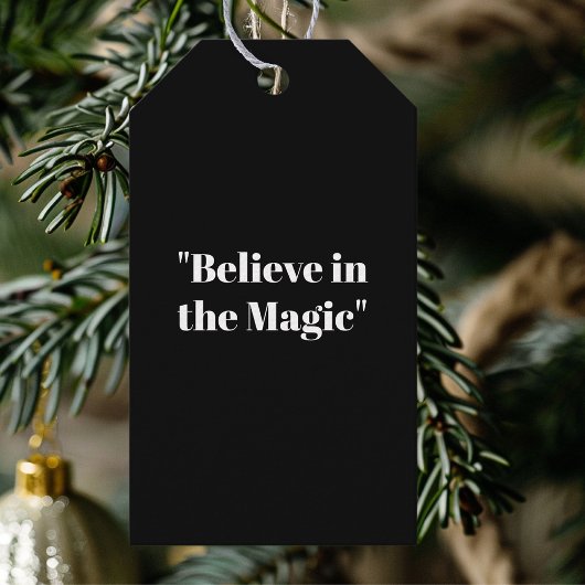 "Geloof in Magie" Zwart en Wit Elegant Cadeaulabel