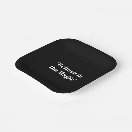 "Geloof in magie | Zwart en wit elegant Papieren Bordje (Gebogen)