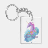 Geloof in magische florale eenhoorn sleutelhanger (Voorkant Links)