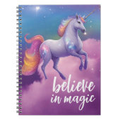 Geloof in Magische Sparkly Eenhoorn Kosmische Fant Notitieboek (Voorkant)