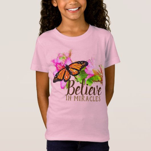 Geloof in Miracles Monarch Butterfly en Orchid T-shirt (Voorkant)