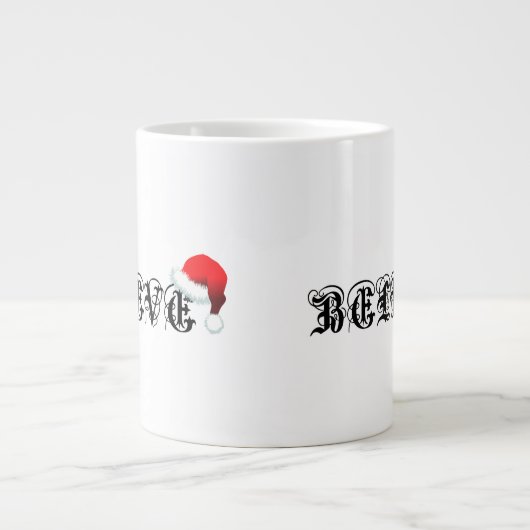 GELOOF IN SANTA CLAUS PET KERSTMIS TIJD KERSTAVOND GROTE KOFFIEKOP (Voorkant)