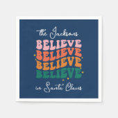 Geloof in Santa Claus retro  familienaam Servet (Voorkant)