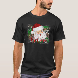 Geloof in Santa Claus Westerne Leopard Texas Chris T-shirt