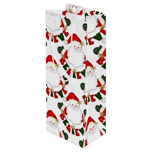Geloof in Santa-WHITE-WINE GIFT BAG Wijn Cadeautas (Achterkant Gekanteld)