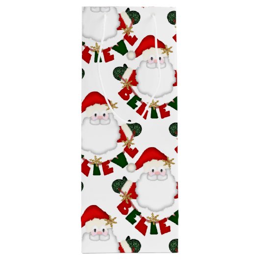 Geloof in Santa-WHITE-WINE GIFT BAG Wijn Cadeautas (Achterkant)