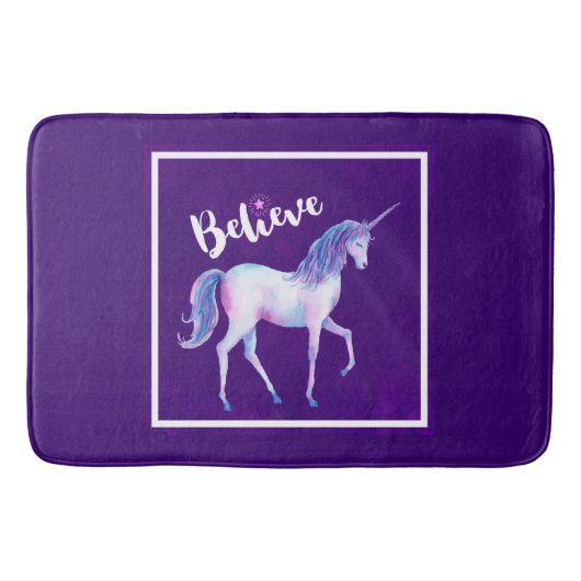 Geloof in unicorn in pasta Waterverven Badmat (Voorkant)