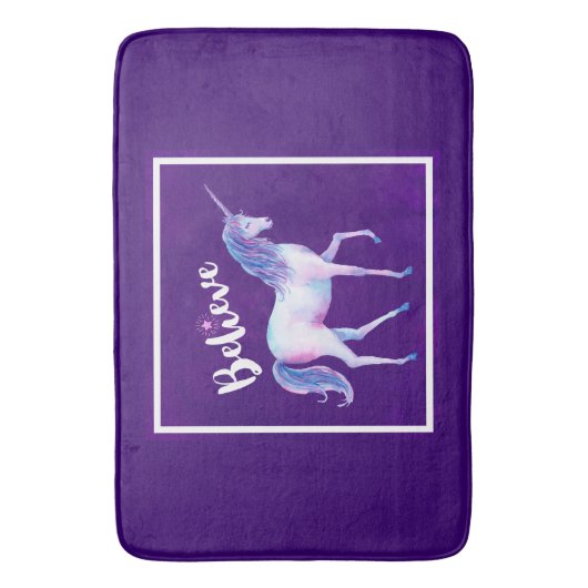 Geloof in unicorn in pasta Waterverven Badmat (Voorkant Verticaal)