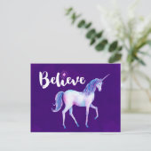 Geloof in unicorn in pasta Waterverven Briefkaart (Staand voorkant)