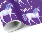 Geloof in unicorn in pasta Waterverven Cadeaupapier (Rol Hoek)