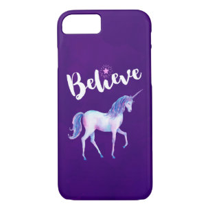 Geloof in unicorn in pasta Waterverven Case-Mate iPhone Case