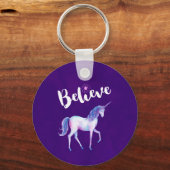 Geloof in unicorn in pasta Waterverven Sleutelhanger (Voorkant)