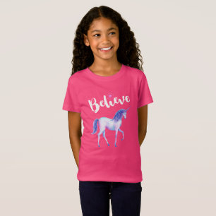 Geloof in unicorn in pasta Waterverven T-shirt