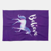 Geloof in unicorn in pasta Waterverven Theedoek (Horizontaal)