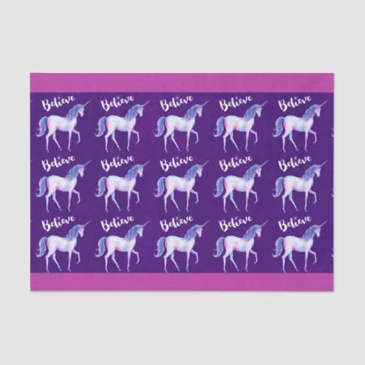 Geloof in unicorn in pasta Waterverven Tissuepapier (Voorkant)