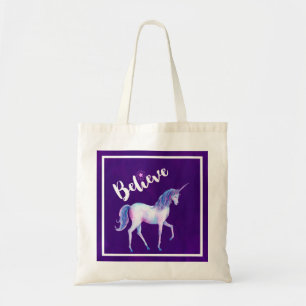 Geloof in unicorn in pasta Waterverven Tote Bag