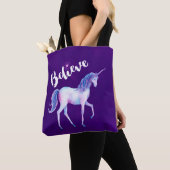 Geloof in unicorn in pasta Waterverven Tote Bag (Dichtbij)