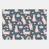 Geloof in Unicorns Blue en Pink Girl Pattern Kind Inpakpapier Vel (Voorkant)
