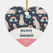 Geloof in Unicorns Blue en Roze Kerstmis Keramisch Ornament (Voorkant)