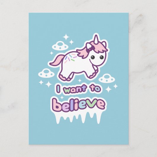 Geloof in Unicorns en Aliens Briefkaart (Voorkant)