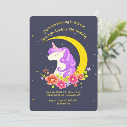 Geloof in Unicorns Invitation Kaart (Staand voorkant)