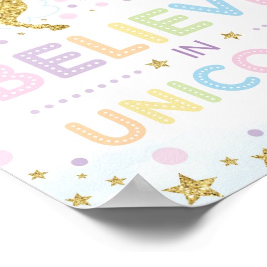 Geloof in Unicorns / Magische regenboogvlinder Poster (Hoek)