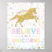 Geloof in Unicorns / Magische regenboogvlinder Poster (Voorkant)
