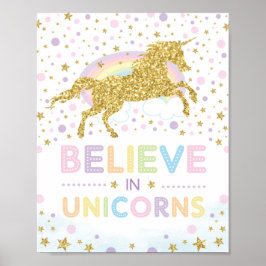 Geloof in Unicorns / Magische regenboogvlinder Poster