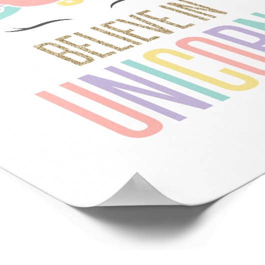 Geloof in Unicorns Regenboogvlinder Poster (Hoek)