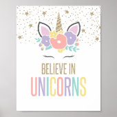 Geloof in Unicorns Regenboogvlinder Poster (Voorkant)