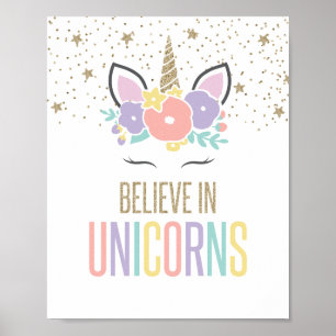 Geloof in Unicorns Regenboogvlinder Poster