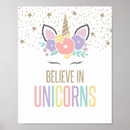 Geloof in Unicorns Regenboogvlinder Poster (Voorkant)