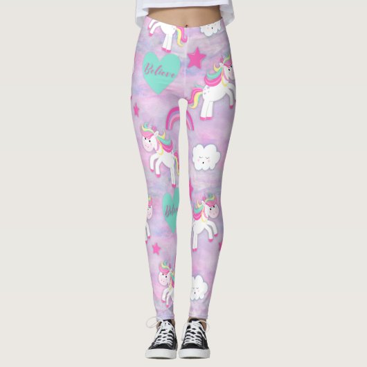 Geloof in Unicorns roze Leggings (Voorkant)